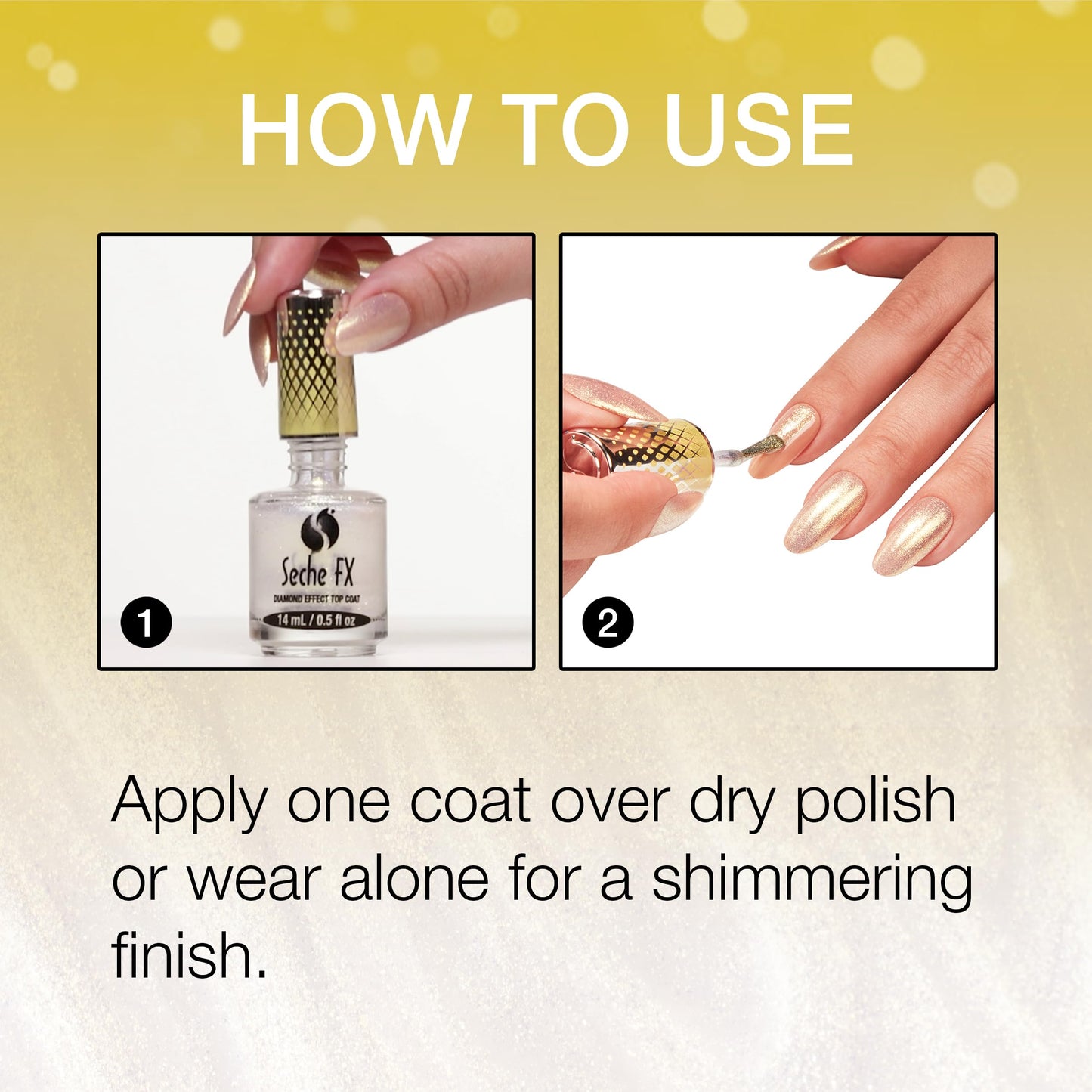 Seche FX Diamond Effect Dry Fast Top Coat Nail Polish - Gold Glitter Finish with Instant Gel-Like Gloss, Fast-Drying Long-Lasting Chip-Resistant Beauty & Personal Care Seche