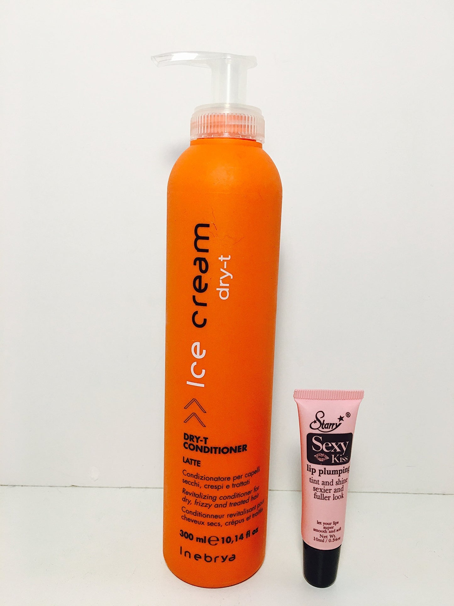 Inebrya Ice Cream Dry-t Shampoo Fior Di Late 11.83 Oz and Dry-t Conditioner Latte 11.83 OzFree Starry Lip Plumping Gloss 10Ml