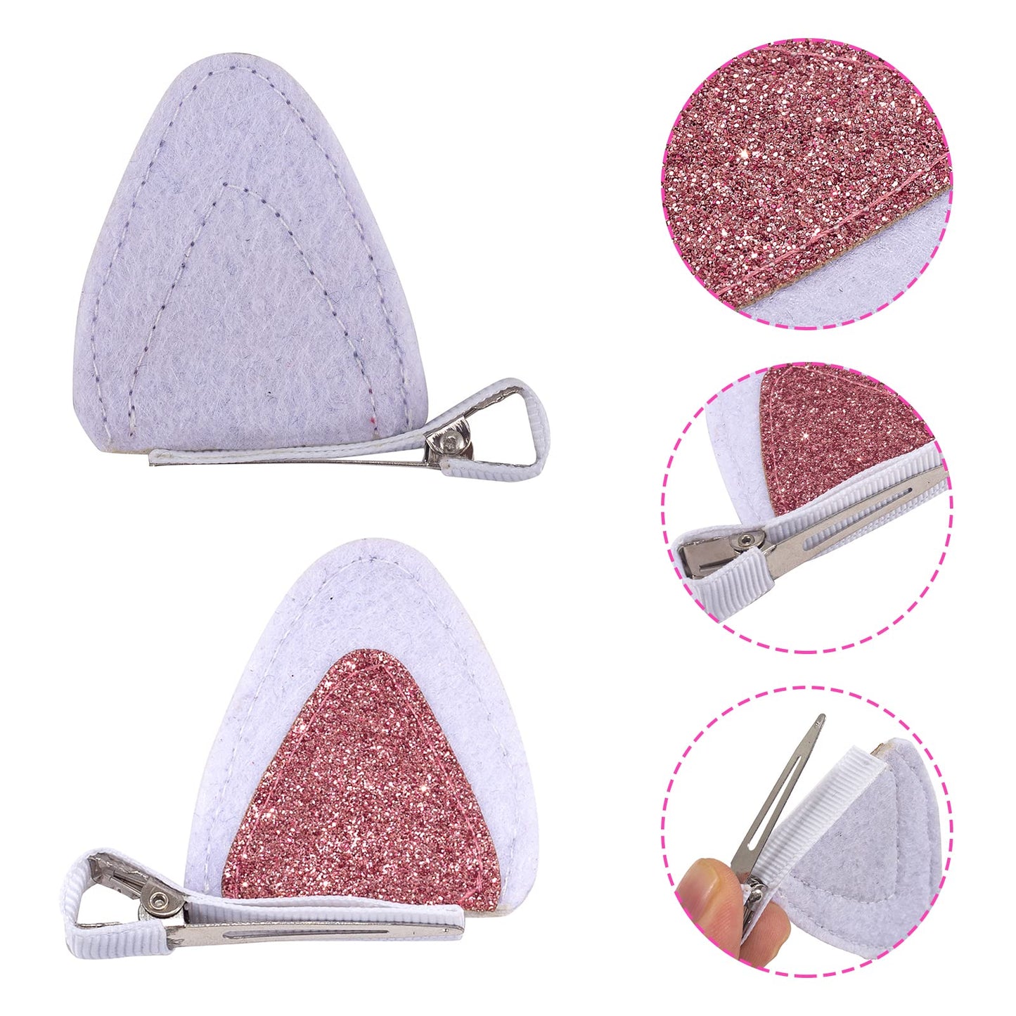 2 Pcs Cat Ears Hair Clips for Girls Cute Glitter Cat Ear Hair Pins Animal Hair Pins Barrettes for Girls Sparkly Alligator Hair Clips for Baby Girls