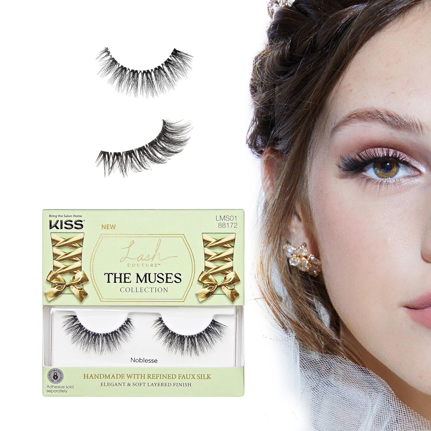 KISS The Muses, False Eyelashes, 'Noblesse', 12mm, Includes 1 Pair, Easy to Apply, Reusable Lash Clusters