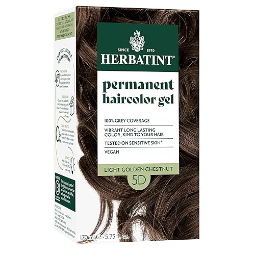 Herbatint Permanent Hair Dye For Women - 5D Light Golden Chestnut - For Up To 100% Gray Coverage of Resistant Gray Hair - Ammonia-Free, Alcohol-Free