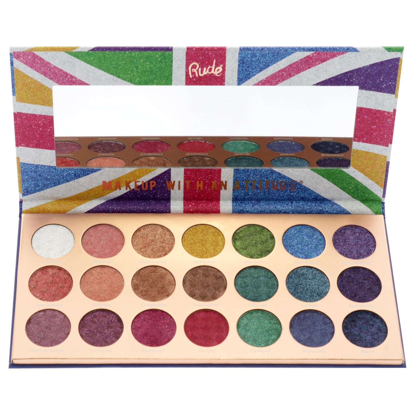 Rude Cosmetics United Shimmerdom Eyeshadow Palette - 21 Shimmer for Women - 0.88 oz Eye Shadow