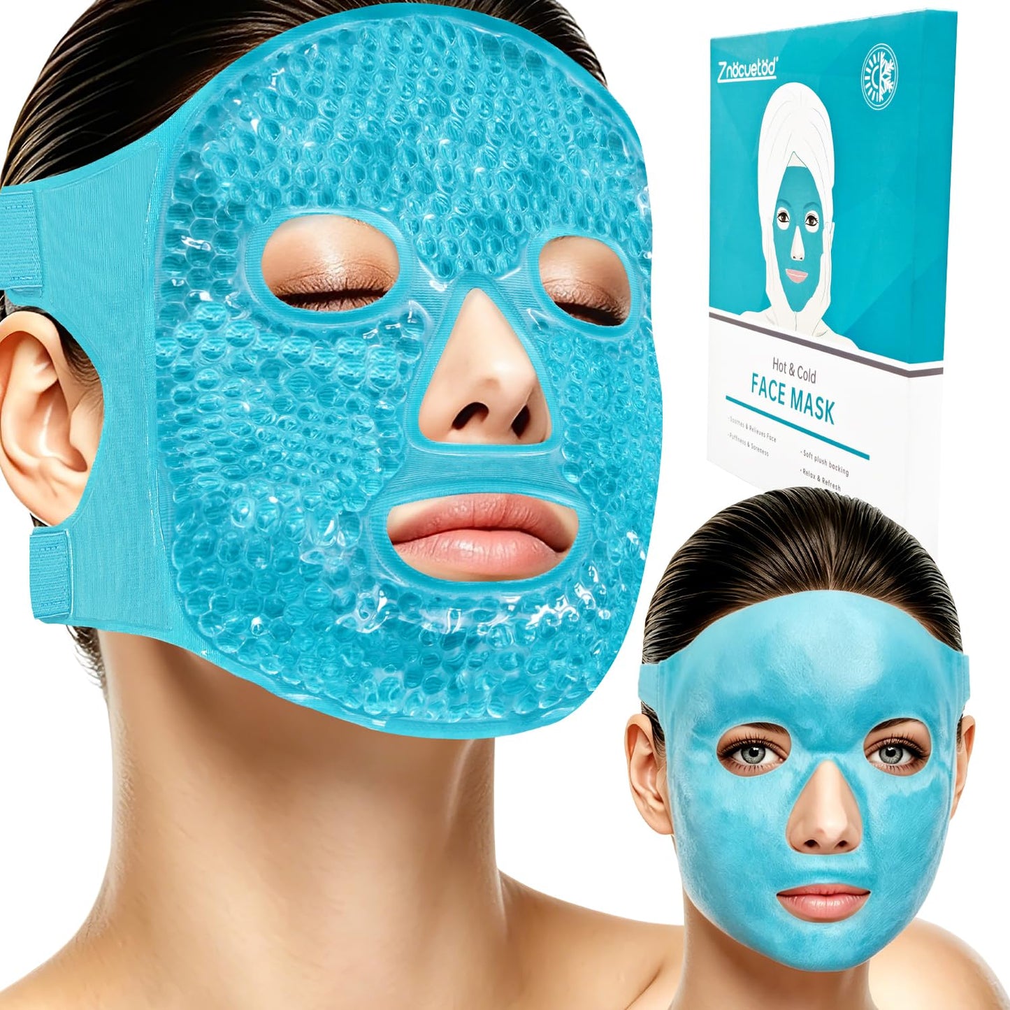 ZNÖCUETÖD Cold Face Eye Mask Ice Pack Reduce Facial Puff, Dark Circles, Hot Cold Compress Pack, Face SPA Gift for Woman Sleeping, Pressure, Headaches Beauty and Personal Care ZNÖCUETÖD