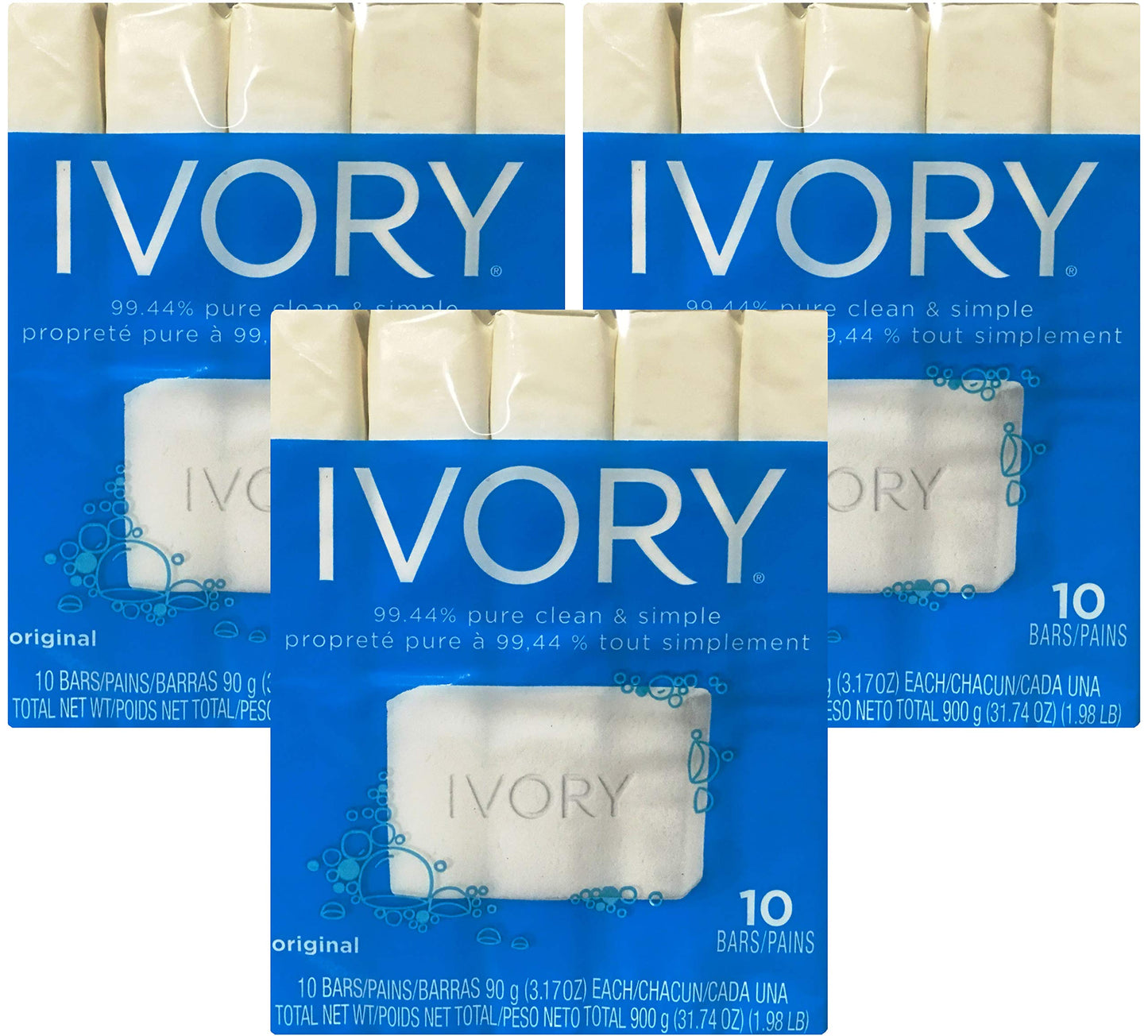 Ivory Soap, Original 3.17 oz Bars 10 each, Pack of 3 (30 Bars Total) Beauty & Personal Care Ivory