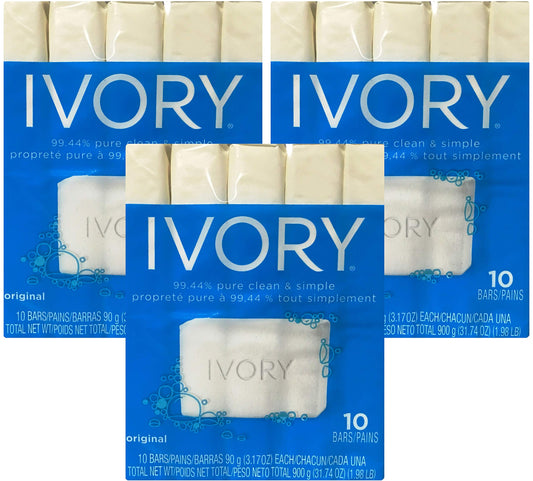 Ivory Soap, Original 3.17 oz Bars 10 each, Pack of 3 (30 Bars Total) Beauty & Personal Care Ivory