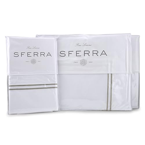 Sferra Grande Hotel Sheet Set - Cal King - White/Grey