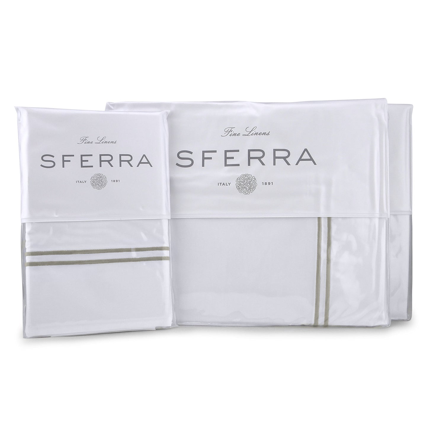 Sferra Grande Hotel Sheet Set - Cal King - White/Grey