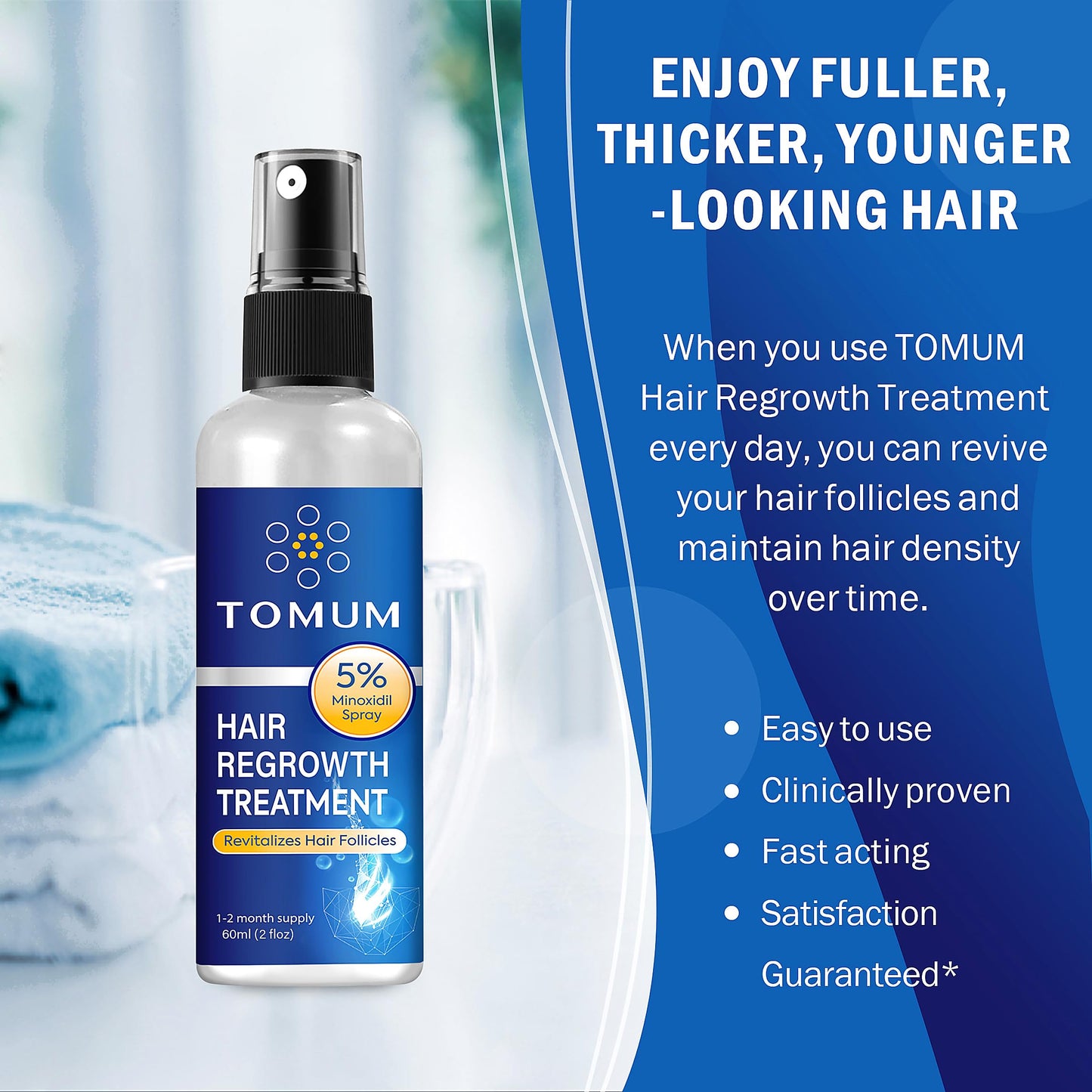 Minoxidil for Men and Women Hair Growth: 5% Minoxidil Topical Spray Hair Regrowth Treatment Stop Hair Thinning and Hair Loss For Stronger Thicker Beauty and Personal Care TOMUM