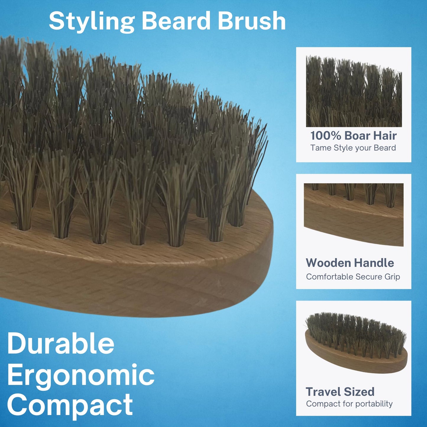 G.B.S Premium Beard Grooming Set - Wooden Handle Boar Bristle Beard Brush, Bamboo Wood & Tortoise Pocket Combs for Men Beauty and Personal Care G.B.S