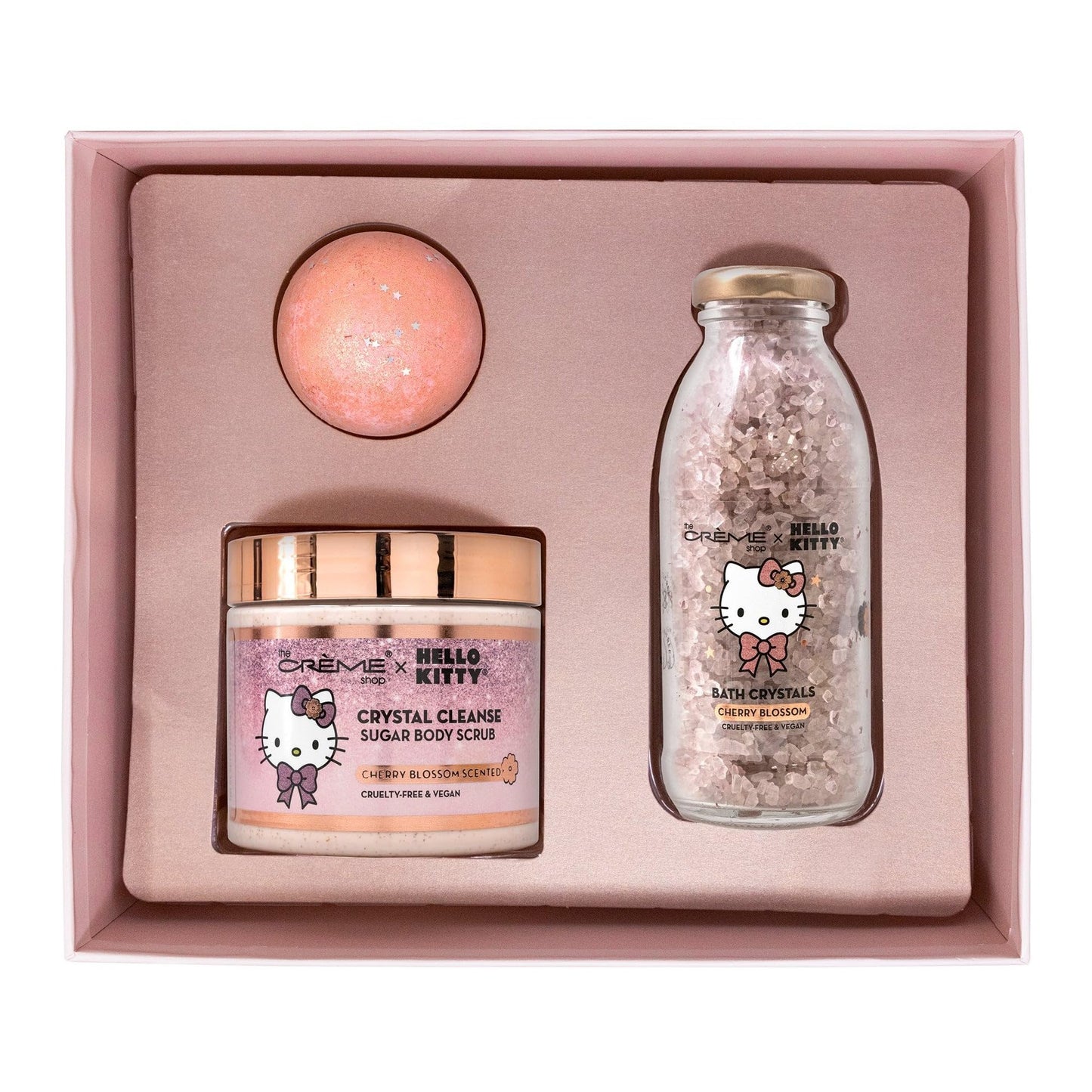 The Crème The Crème Shop x Hello Kitty Lovely Luxury Spa, Gifts For Her, Bath Essentials - Bath Bomb, Bath Crystal & Sugar Scrub (Cocoa Rose Scent) Beauty & Personal Care The Crème Shop
