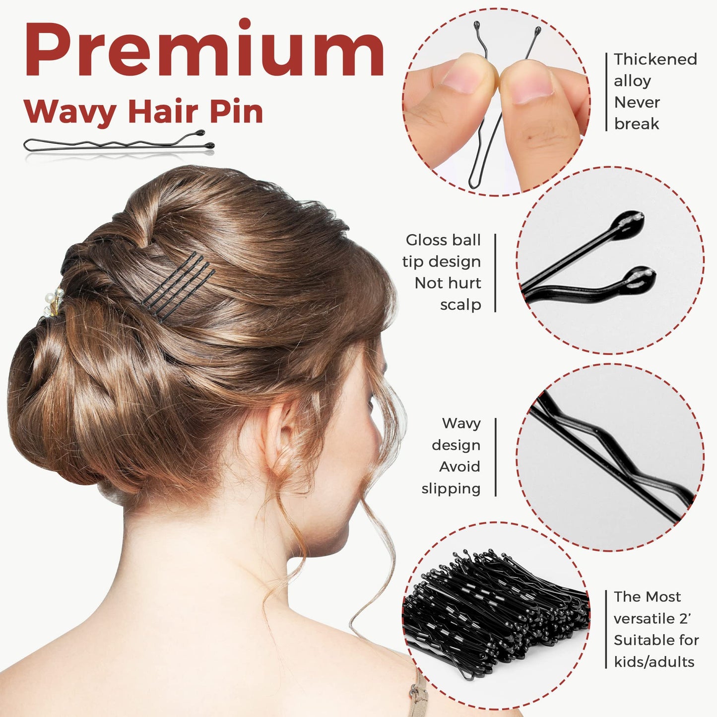 300 Pcs Bobby Pins Black, Hair Pins for Women Girls and Kids, Invisible Wave Hair clips Bulk with Storage box, Pain-Free Hairpins?2 Inch Black? Beauty and Personal Care EWAGOA