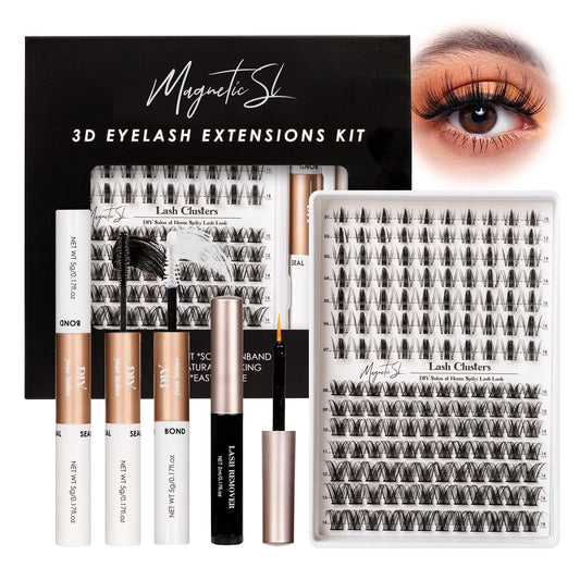 Lash Clusters 154pcs Manga Lash Extension Kit Curly 10-18mm Cluster Eyelash Extensions Natural Lash with Bond and Seal-M32+M34?Spiky+Natural? Beauty and Personal Care Magnetic SL Default Title