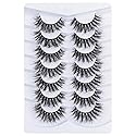 Mebver False Lashes Fake Eyelashes Cat Eye Lashes Faux Mink Lashes Natural Look 8D Fluffy Wispy Lashes That Look Like Extensions Pestañas Postizas D