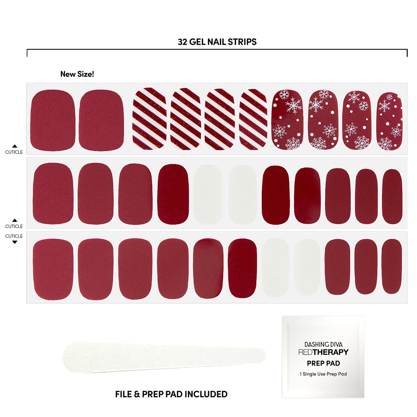 Dashing Diva Gloss Holiday Nail Strips - Peppermint Marvel | UV Free, Chip Resistant, Long Lasting Gel Nail Stickers | 32 Wraps, 1 Prep Pad, 1 Nail Beauty & Personal Care Dashing Diva