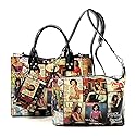 AMY&JOEY Glossy magazine cover collage crossbody bag purses Michelle Obama mini handbag (MULTI/BLACK)