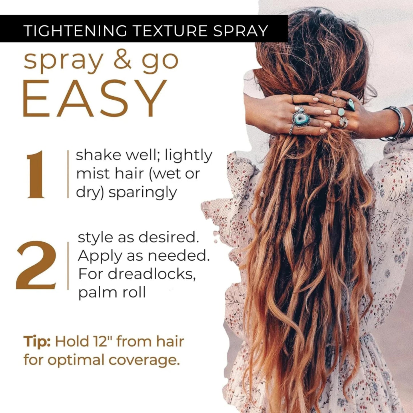 Dollylocks Sea Salt Texture Spray | Plant-Based, Vegan, Residue-Free | Tighten Locs Dreadlocks | Loose Hair Care | Fragrance Free | 8oz