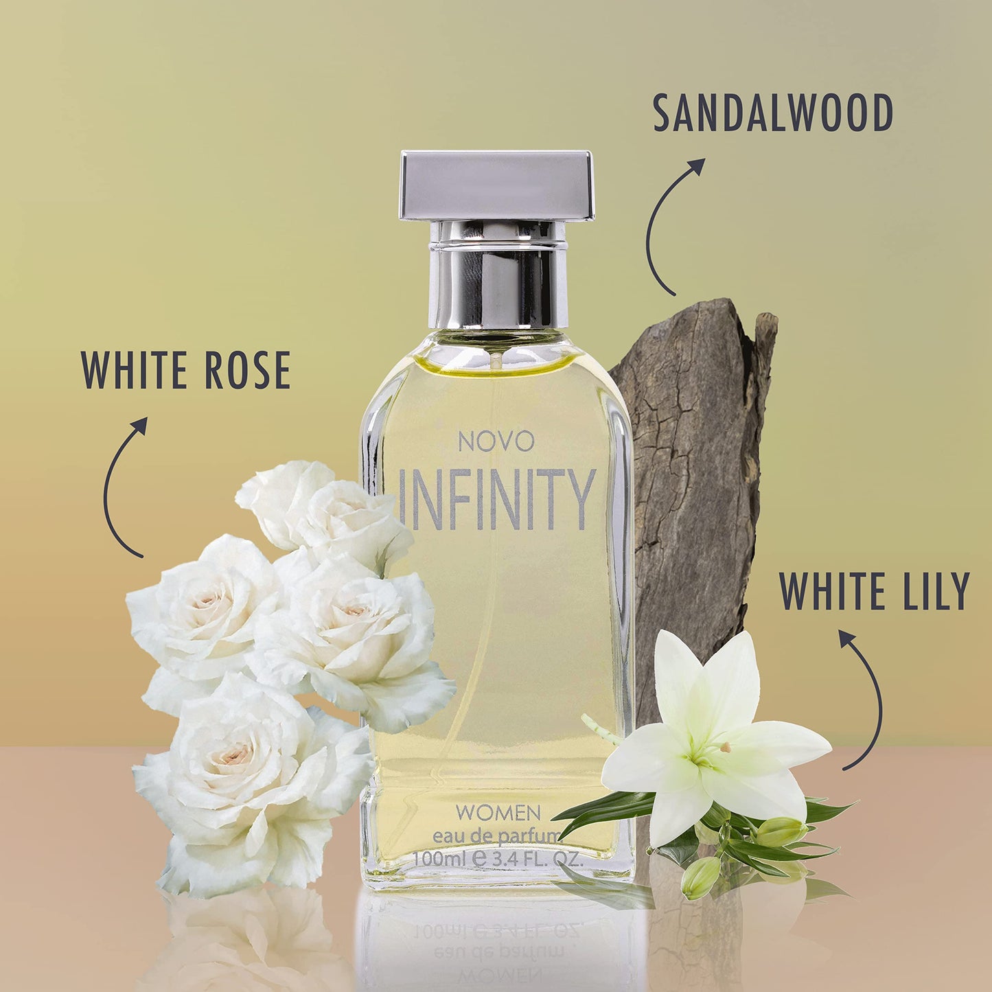 NovoGlow Novo Infinity for Women - 3.4 Fluid Ounce Eau De Parfum Spray for Women - Refreshing Mix of Citrus Floral & Musk Fragrances Smell Fresh All