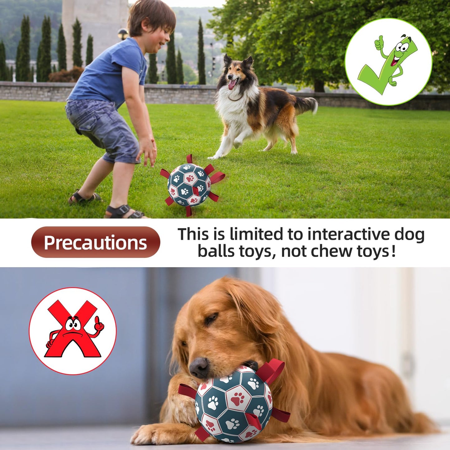 QDAN Premium Dog Soccer Ball Toy with Straps – Durable Training & Water Play Ball for Small/Medium Dogs – Puppy Birthday Gift, 6 Inch