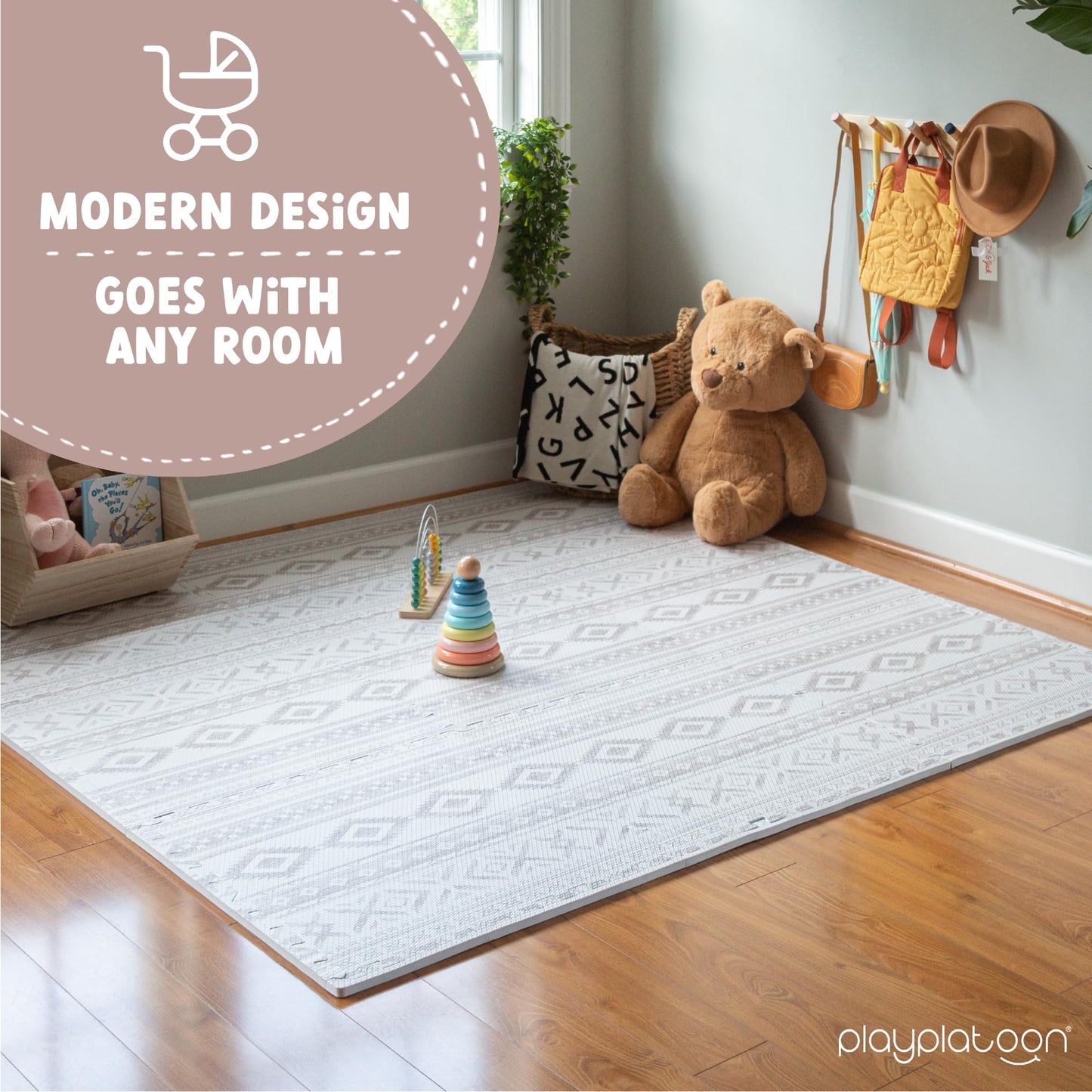 Play Platoon Large Baby Play Mat – 9 Interlocking Foam Tiles 24"x24", 72"x72" Extra-Thick Puzzle Floor Mat Rug for Playroom, Canyon Print