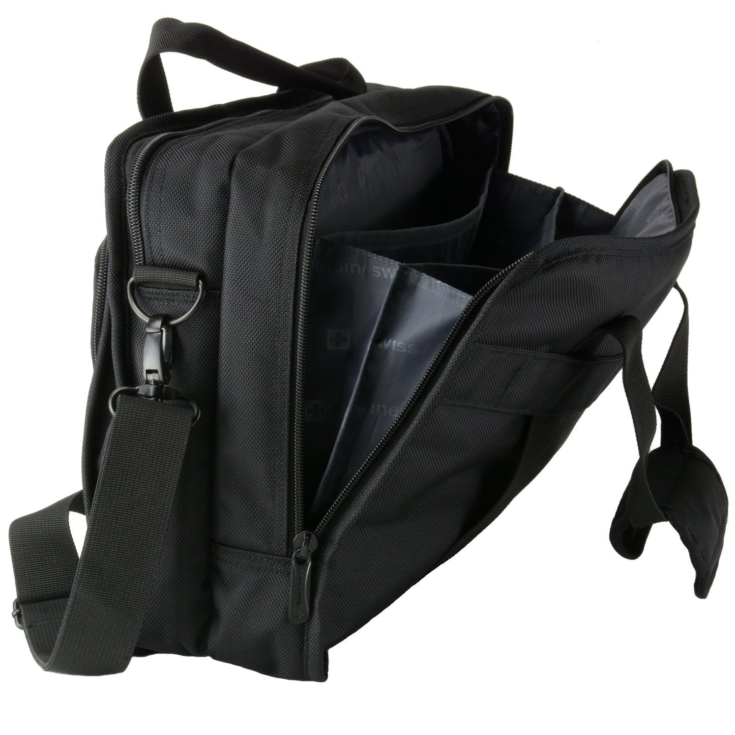 Alpine Swiss Conrad Messenger Bag 15.6 Inch Laptop Briefcase with Tablet Sleeve Black