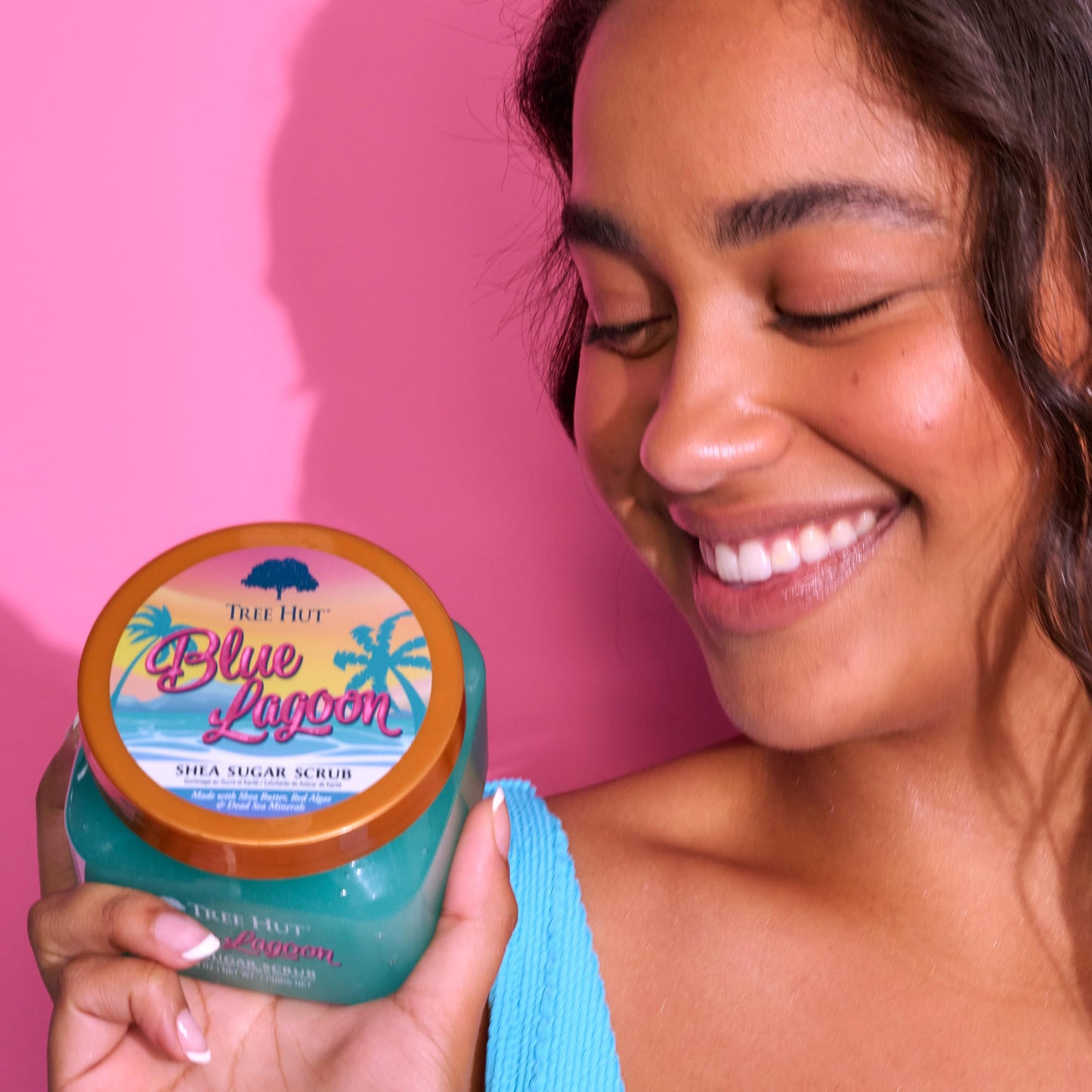 Tree Hut Blue Lagoon Shea Sugar Scrub, Exfoliating, Hydrating & Moisturizing Body Scrub with Shea Butter & Nourishing Essential Oils, Smooth & Soften