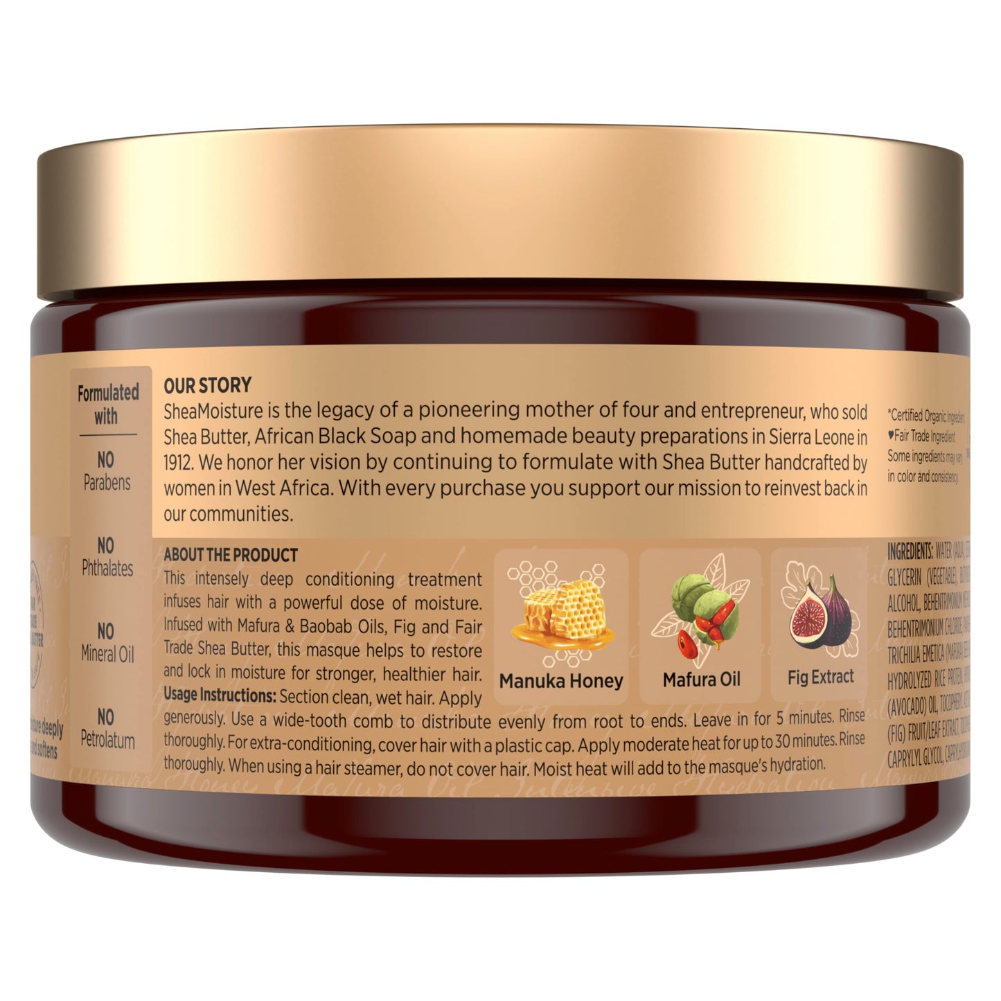 SheaMoisture Intensive Hydration Hair Masque Manuka Honey & Mafura Oil For Dry, Damaged Hair Deep Conditioning Hair Treatment 11.5 oz