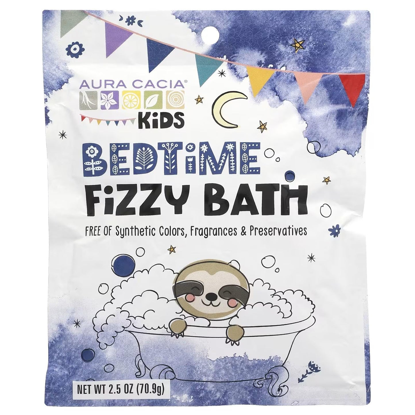 Aura Cacia Kids Bedtime Fizzy Bath Kit 3 x 2.5oz Packets - Fizzy, Foamy and Fun Bath Time!