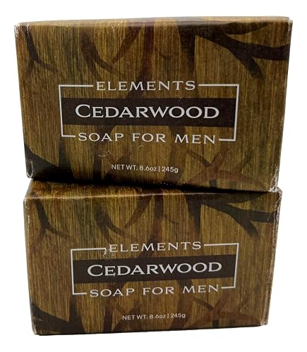 Greenwich Bay Trading Co. Elements Cedarwood Soap for Men, 8.6 oz Bars, Set of 2