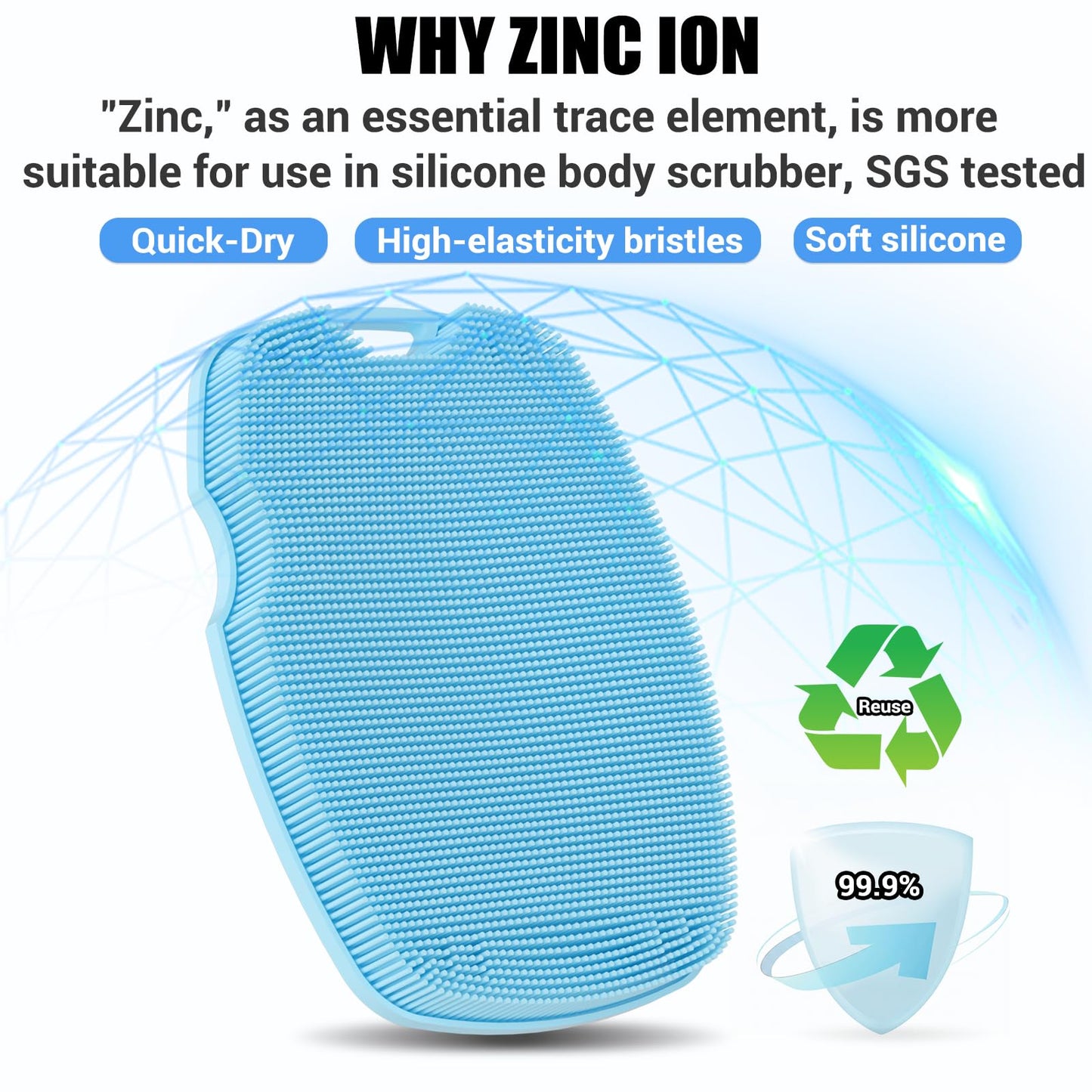 Canroom Silicone Body Scrubber - Anti Zinc Infused-Highly Elastic Bristles Exfoliating Body Scrubber for Shower Body,Cellulite Reduction,Blood Beauty and Personal Care canroom