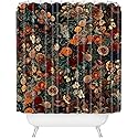 Society6 Shower Curtain - Bathroom Decor by Burcu Korkmazyurek - Extra Long Fabric Shower Curtains for Bathroom, 71" x 74", Exotic Garden-Night XXXI