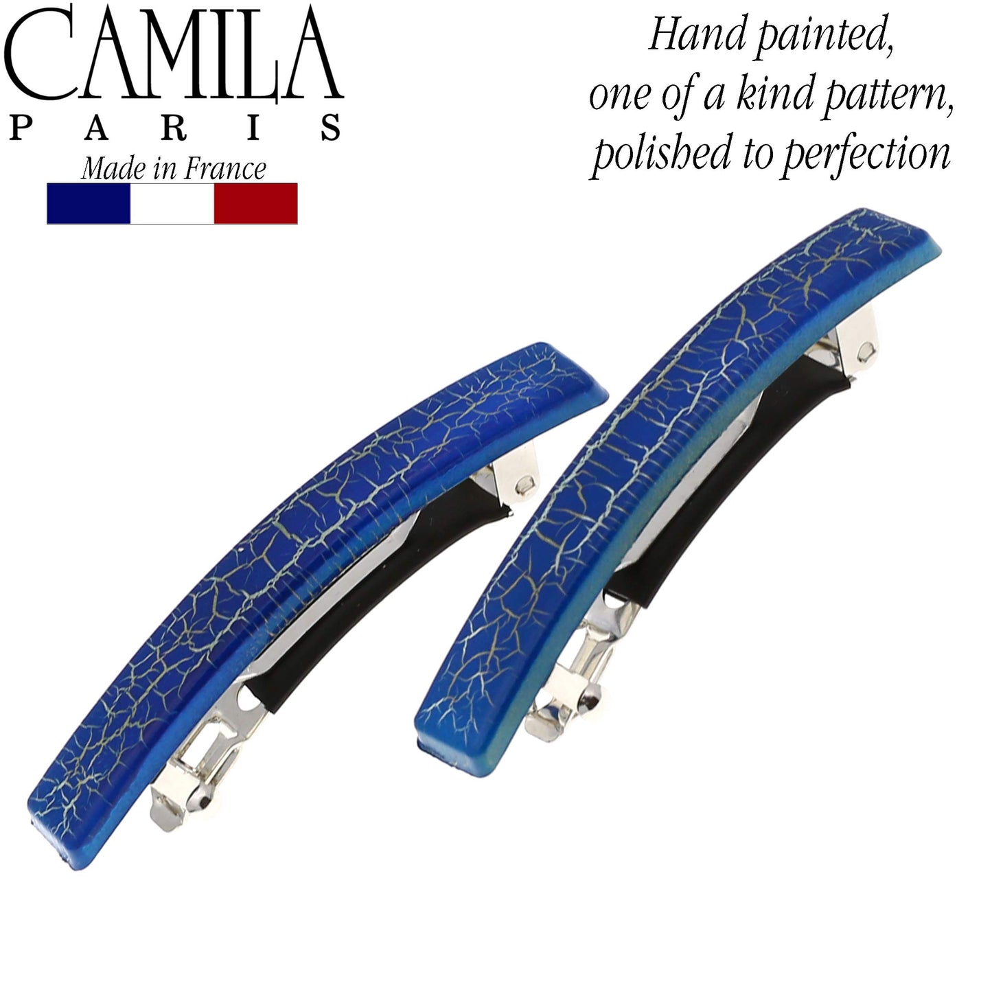 Camila Paris CP2956 French Hair Barrette Clip for Girls, Set of 2 Rubberized Metal Clasp Strong Hold Grip Hair Clips for Women, No Slip and Durable