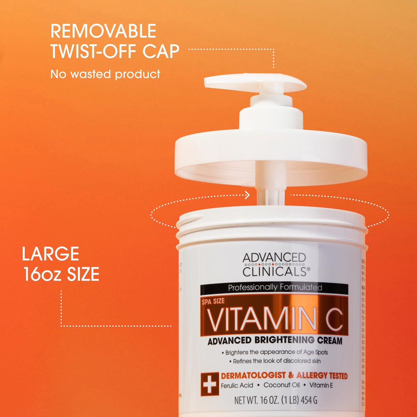 Advanced Clinicals Vitamin C Cream Visibly Brightening Body Lotion | Vitamin C Moisturizer Skin Care Body Cream For Women & Men Visibly Improves Look Beauty and Personal Care Advanced Clinicals