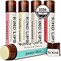 Kind Lips Organic Lip Balm Variety 5-Pack - Sweet Mint, Wild Cherry & More • 100% Natural, Clean, Moisturizing Lip Care • Made in USA • Gluten Free