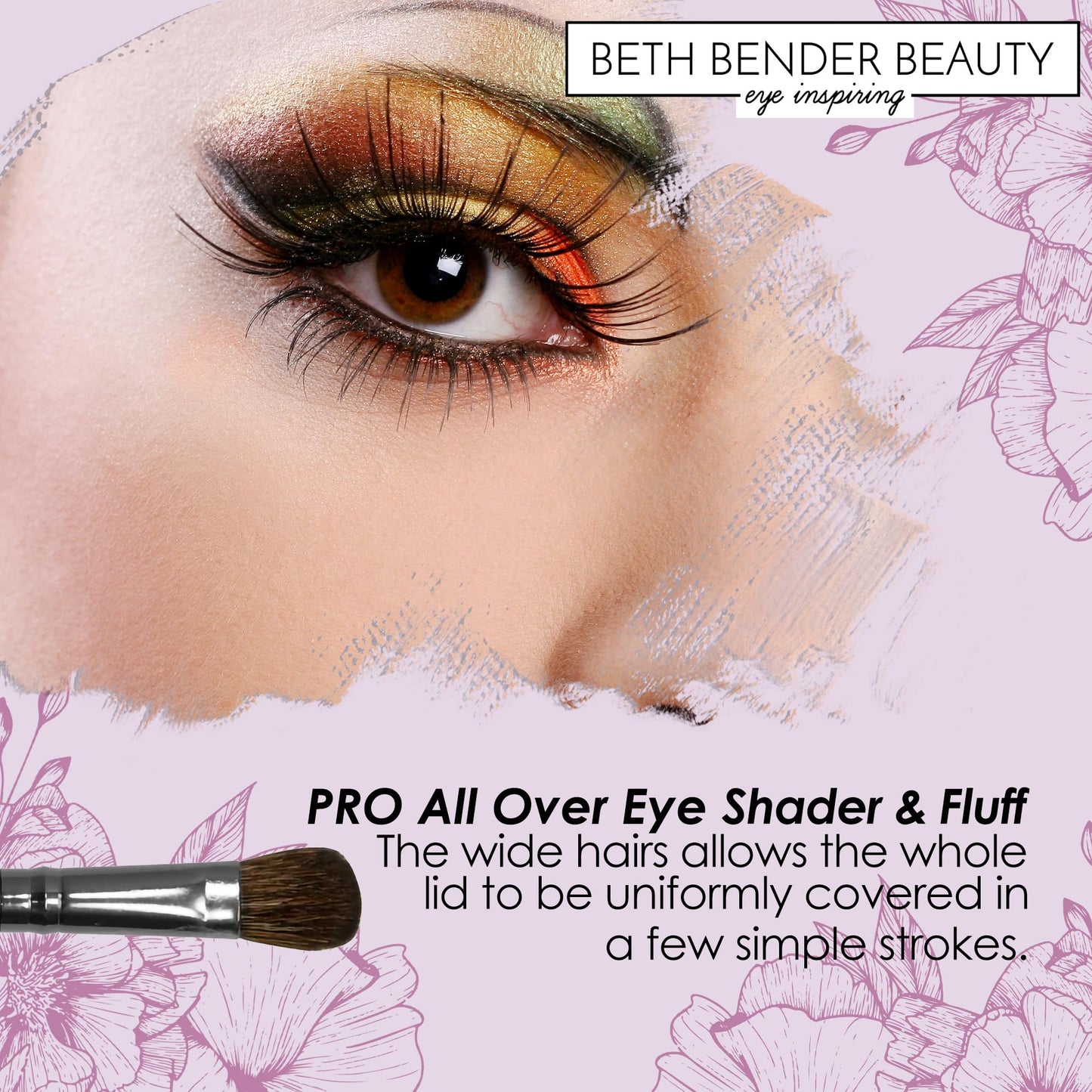 Beth Bender Beauty Pro All Over Eye Shader and Fluff Brush - Makeup Brush for Eye Makeup