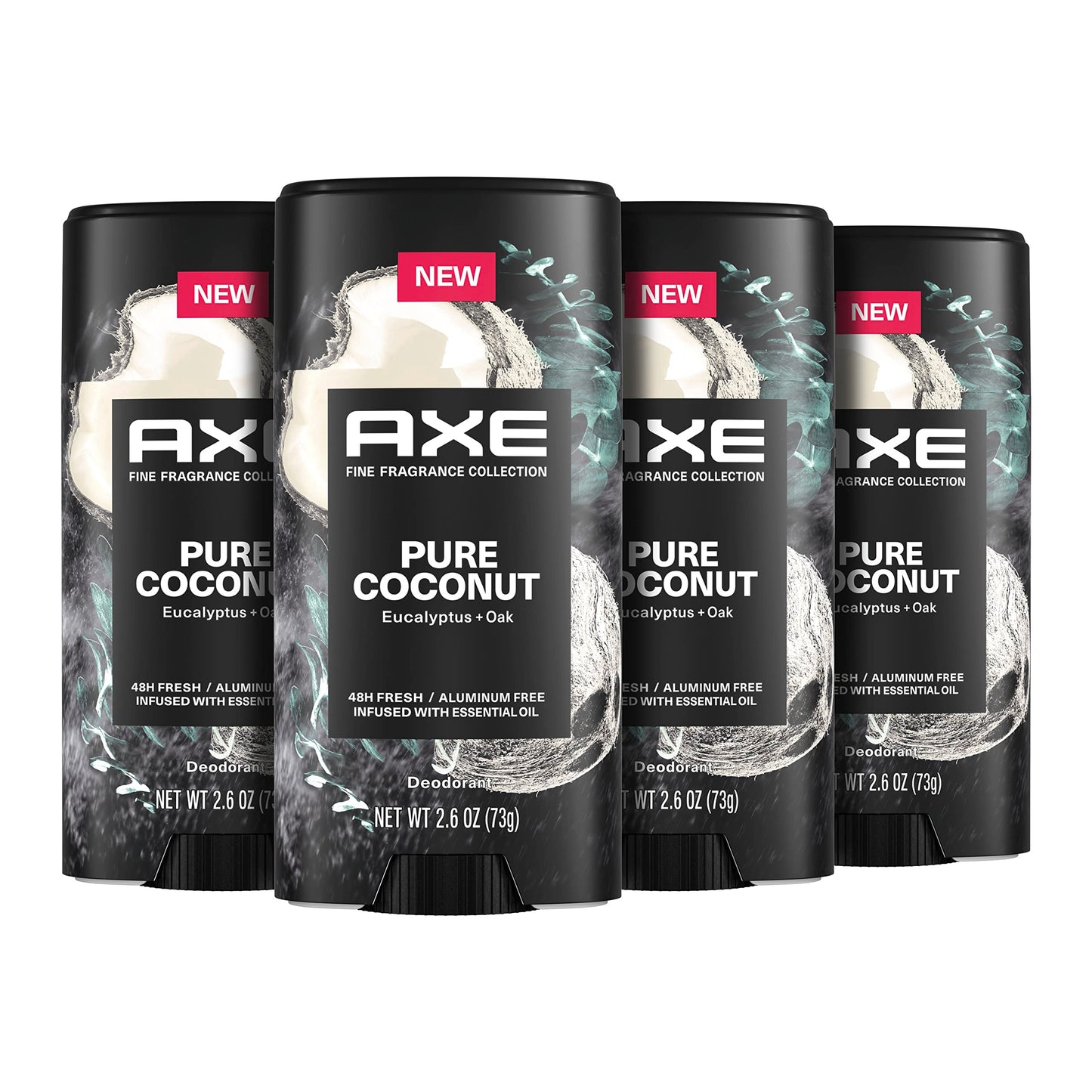 AXE Fine Fragrance Collection Deodorant Stick Pure Coconut 4 count with 48H Freshness and Odor Protection Deo Stick Infused with Coconut, Eucalyptus Beauty and Personal Care AXE