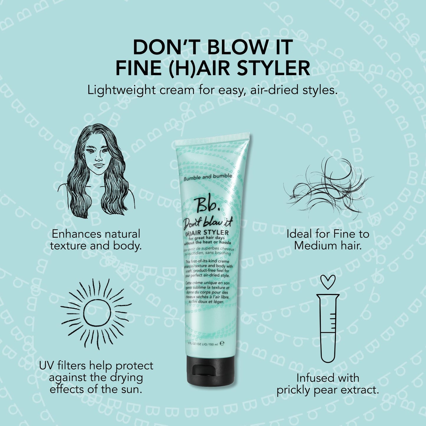 Bumble and bumble. Don't Blow It Fine (H)air Styler Air Dry Cream | For Fine to Medium Hair, 5 Fl Oz