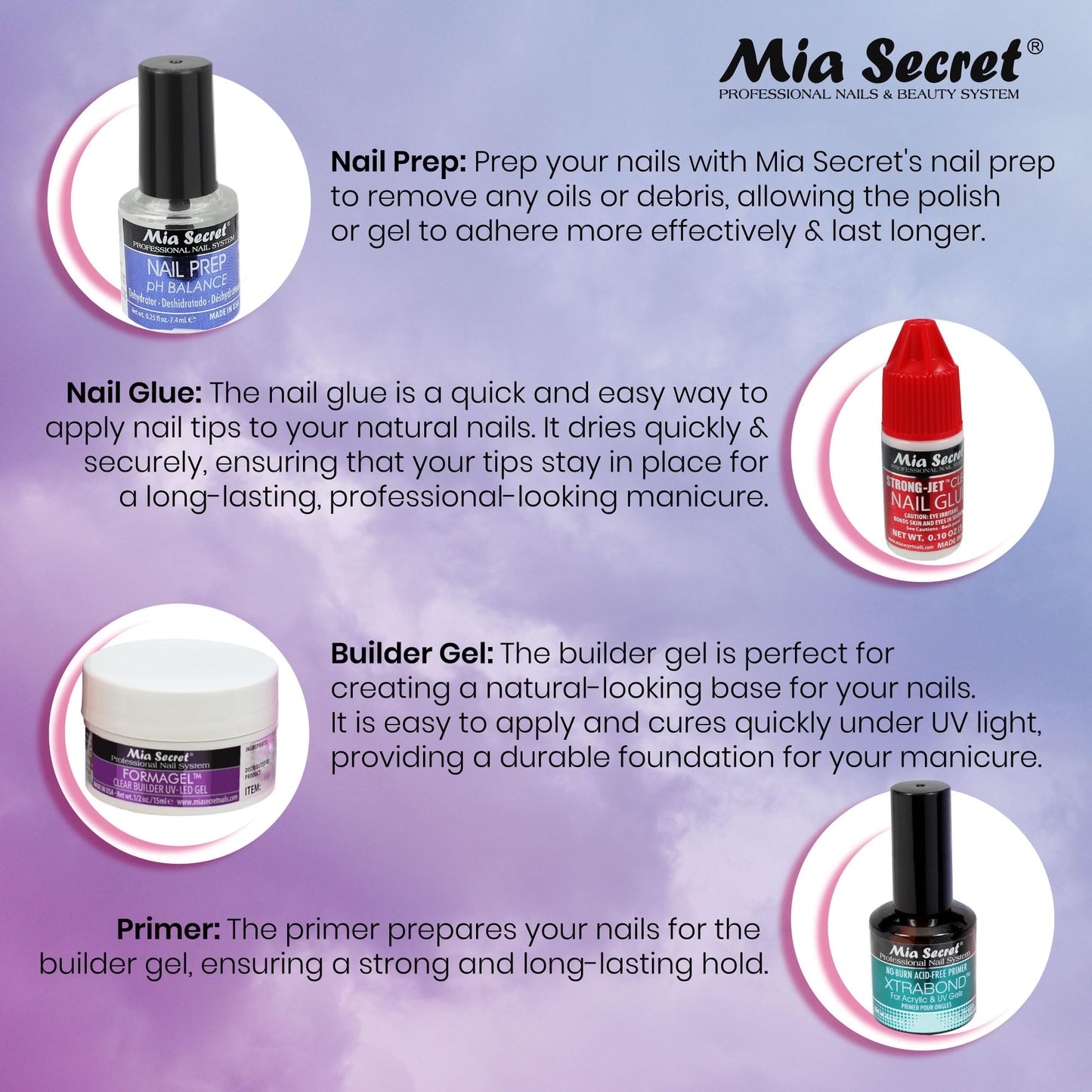 Mia Secret Formagel Builder Gel Kit CONTAINS: Nail Prep, Topcoats, Builder gel, Nail Files (Clear Kit) Beauty & Personal Care Mia Secret