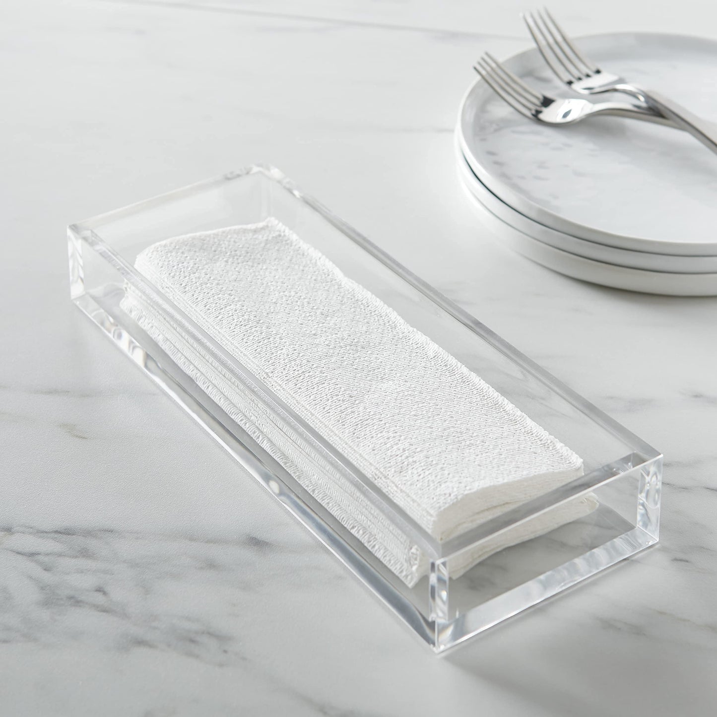 Huang Acrylic Clear Hand Towel Tray 11"x4" (10.5"x3.5" Internal) | for Bathrooms, Kitchens, Hosting, Picnics, Parties | Long Lasting Premium Acrylic…