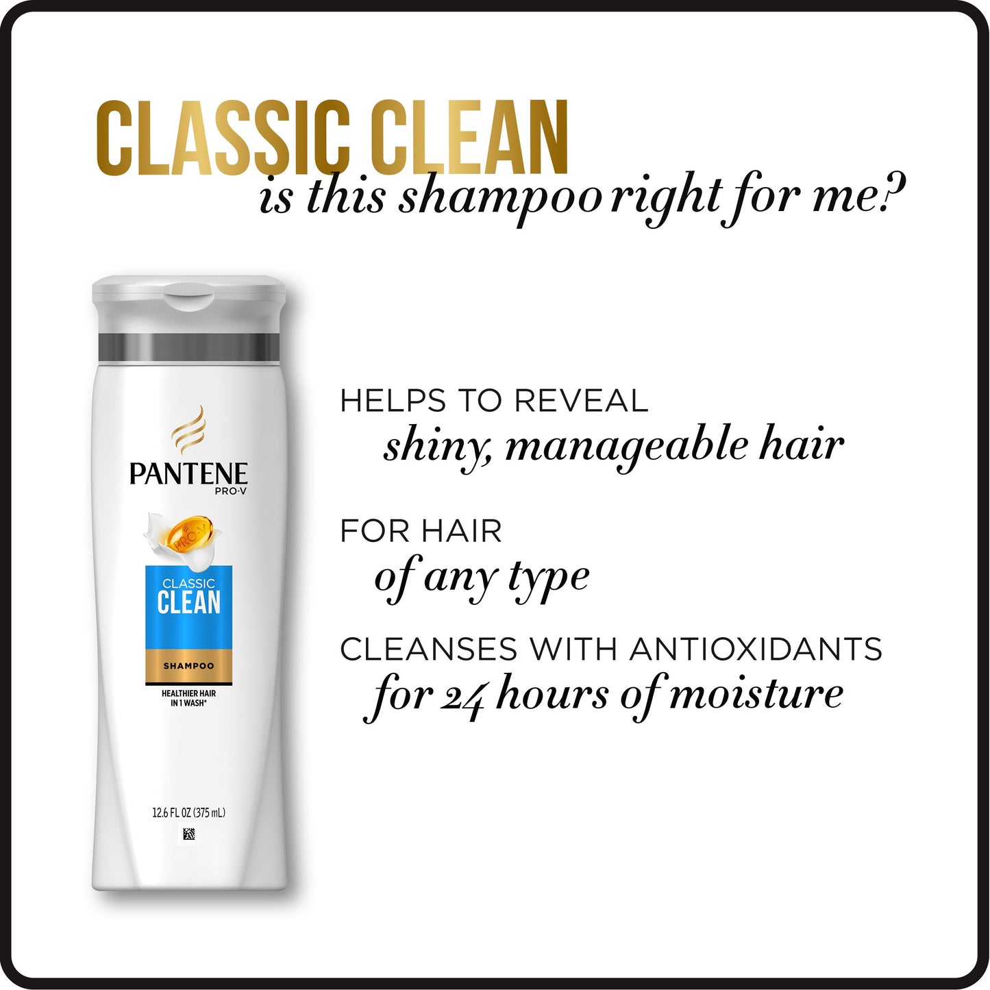 Pantene Pro-V Classic Clean Shampoo, 20.1 Fl Oz, 20.100000000000001 Fl Oz