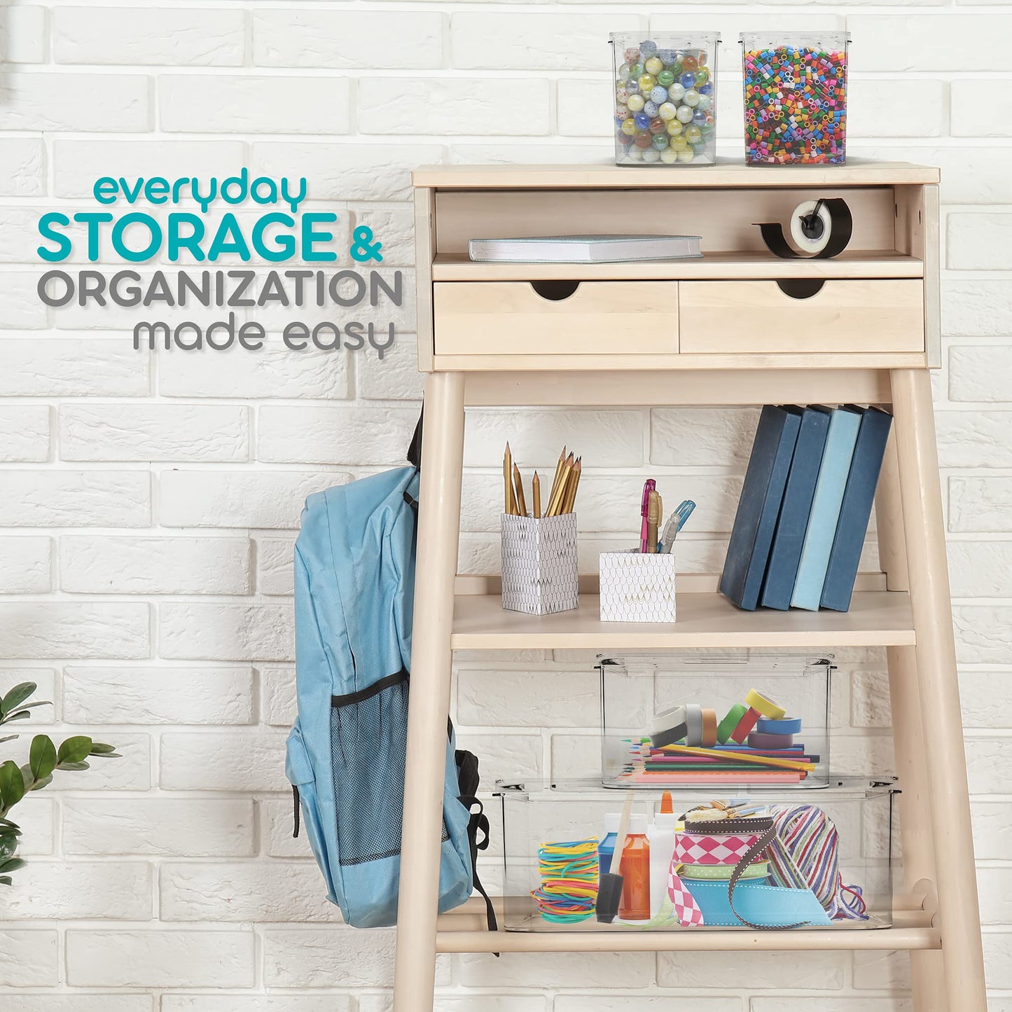 Richards Homewares Clear Plastic Storage Bins with Lids - 1 Large, 1 Medium and 2 Small Storage Containers for Closet Fridge Pantry Organizing