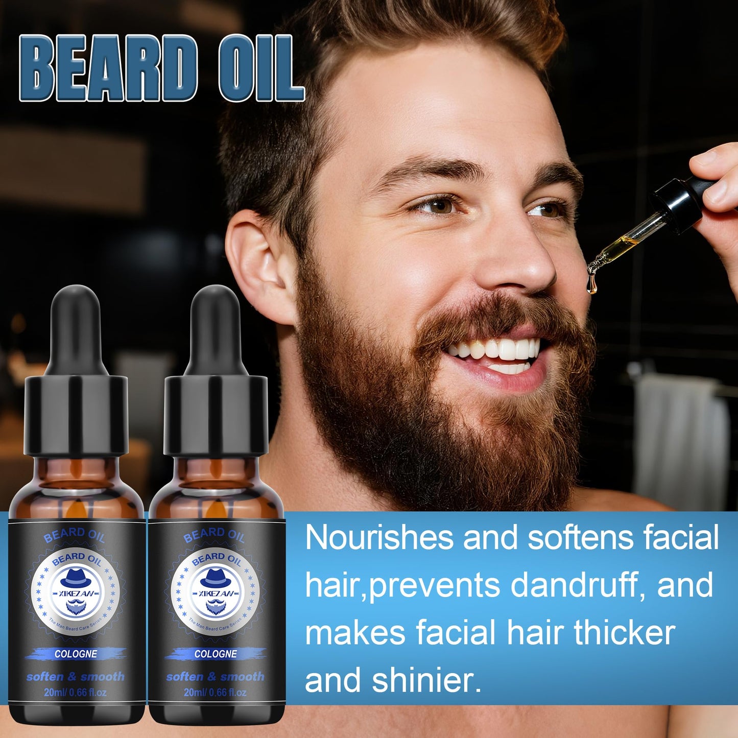 XIKEZAN Beard Kit for Men Grooming & Care w/Cologne-Soften,Soothe Beard Beauty and Personal Care XIKEZAN