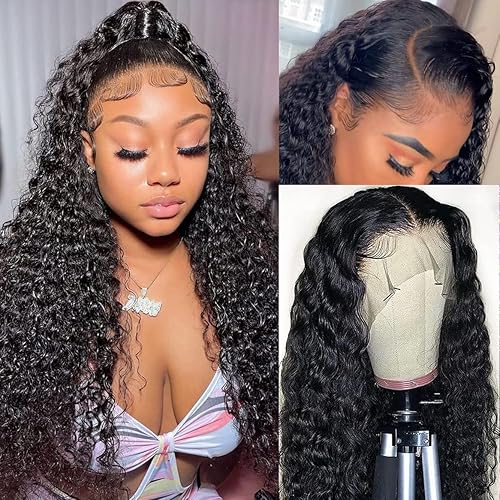 Nervoss Lace Frontal Wigs Human Hair Water Wave Wig HD Transparent Lace Front Wigs Human Hair Wet and Wavy Virgin Hair Wigs Pre Plucked Hairline