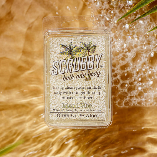 Scrubby Soap - Island Vibe with Olive Oil - Scented Natural Soap Infused Scrubber - Exfoliating and Hydrating Bath & Body Bar Beauty & Personal Care Scrubby