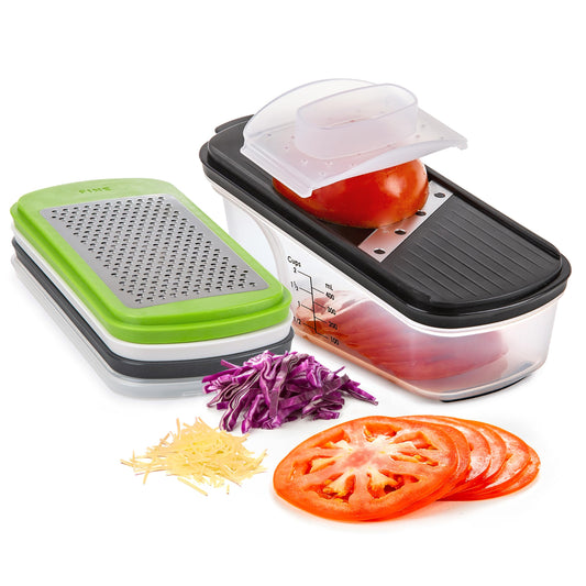PrepWorks Grate, Slice & Store Set, One Size, Multi-Color - Versatile Food Prep Set with Storage Containers