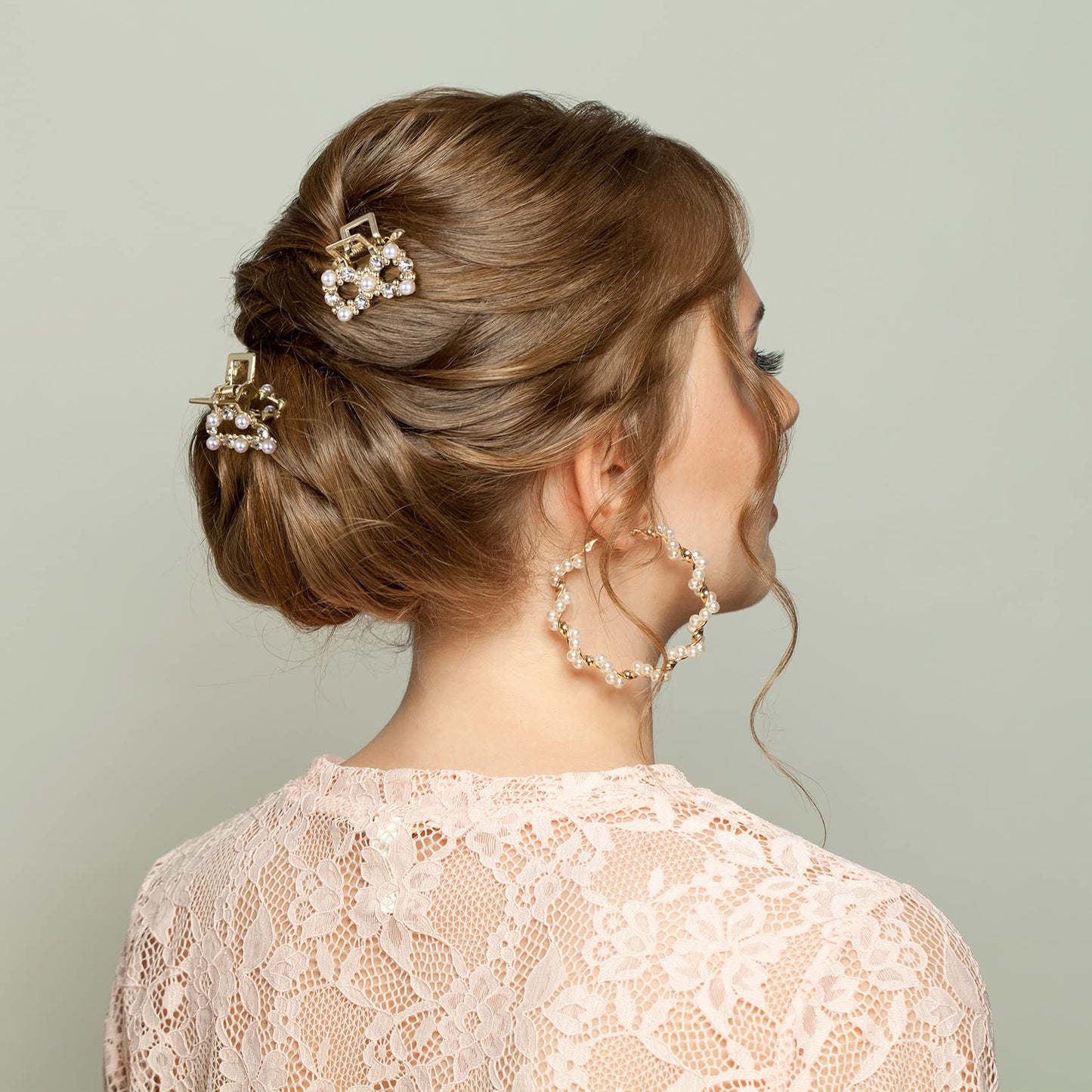 8 PCS Mini Pearl Hair Clips, PAGOW Gold Rhinestone Pearl Metal Claw Clips, Bangs Styling Claw Clips, Faux Pearls Crystal Sparkly Hairpins Hair