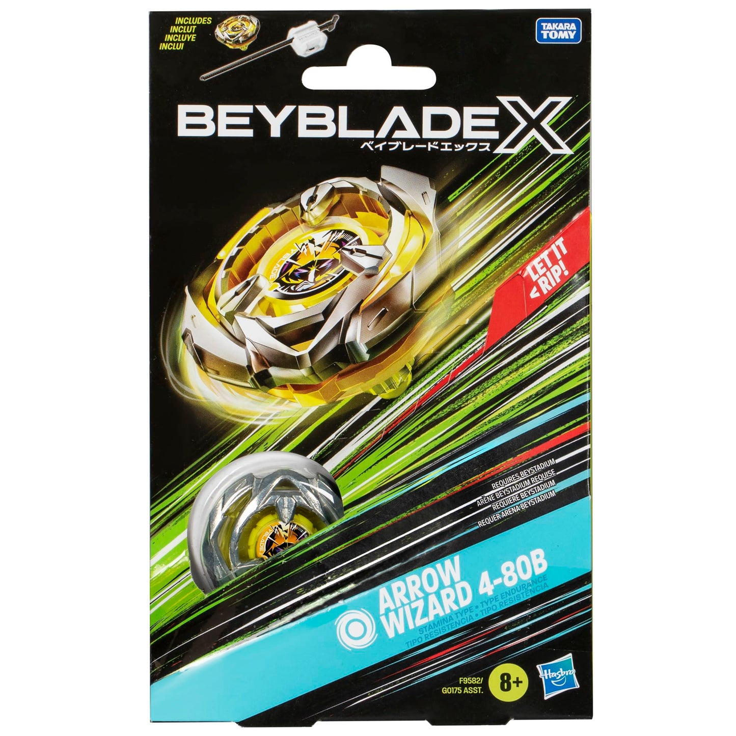 BEYBLADE X Arrow Wizard 4-80B Starter Pack Set with Stamina Type Right-Spinning Top and Launcher; Battling Top Toys for 8 Year Old Boys and Girls