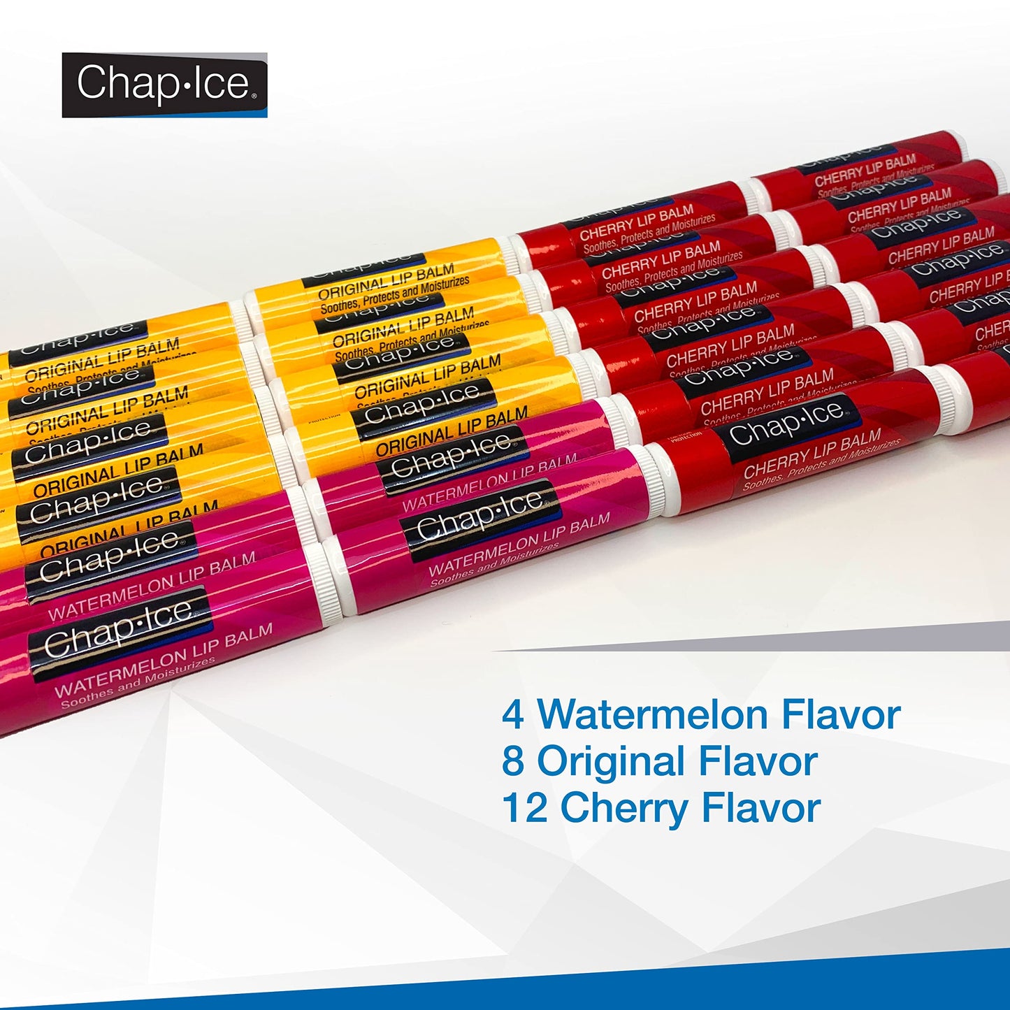 Chap-Ice Assorted Lip Balm - Watermelon, Original & Cherry Flavors - 24-Count Refill Pack Beauty and Personal Care CHAP-ICE