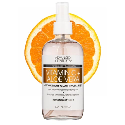 Advanced Clinicals Vitamin C Face Toner + Ferulic Acid & Rosewater, Antioxidant Facial Mist Spray For Face, Skin Refreshing, Hydrating, & Non-Greasy