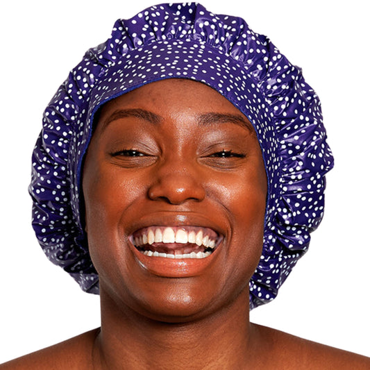 TIARA Reusable Waterproof Shower Cap for Women - Large Shower Cap for Long Thick Hair, Reversible Deep Conditioning Hair Cap, Soft Terry Lined