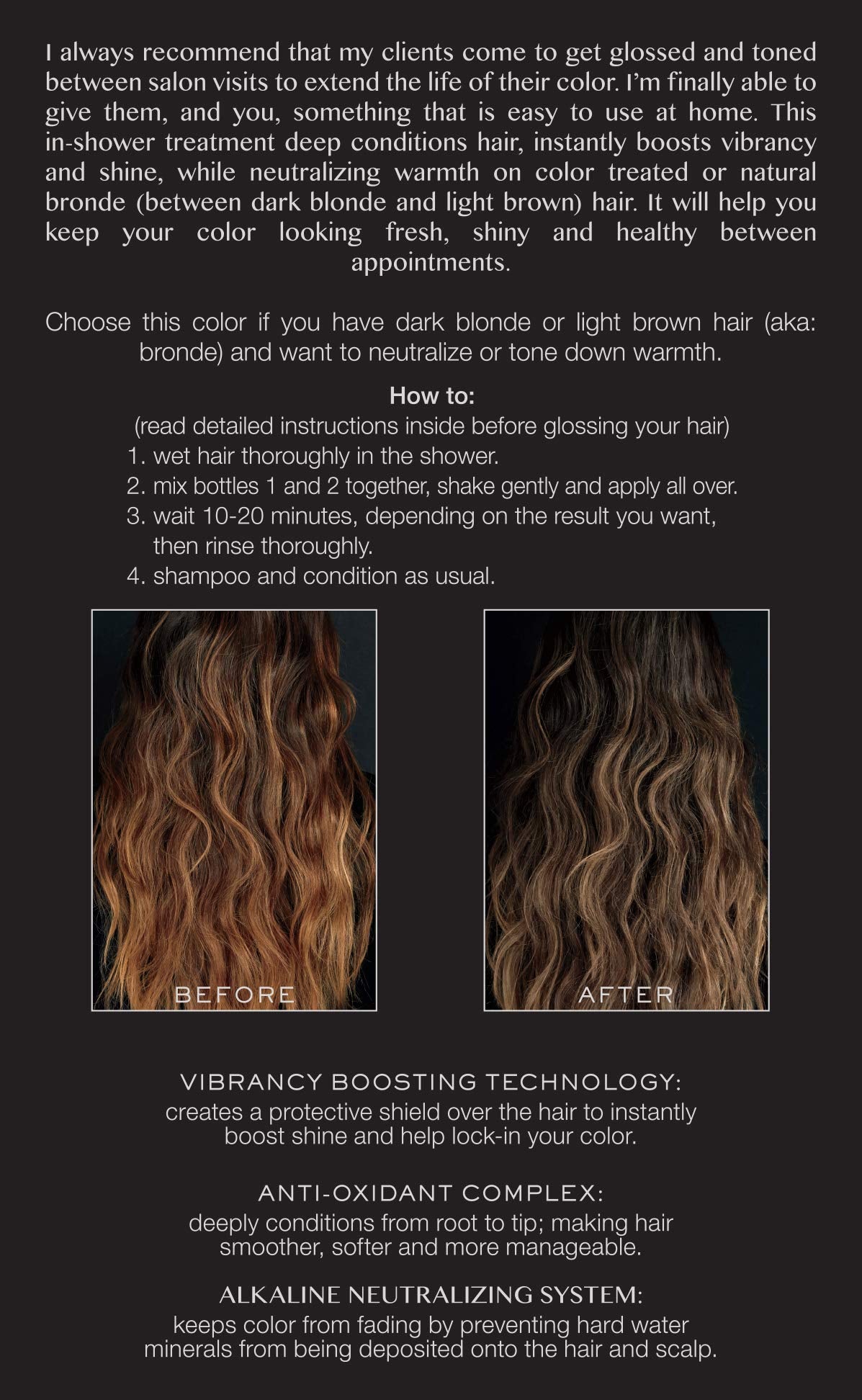 Kristin Ess Hair Gloss in Smokey Topaz Medium Neutral Blonde - 4 Wk Semi Permanent Hair Dye Glaze - Color Depositing Conditioner & Toner for Vibrant